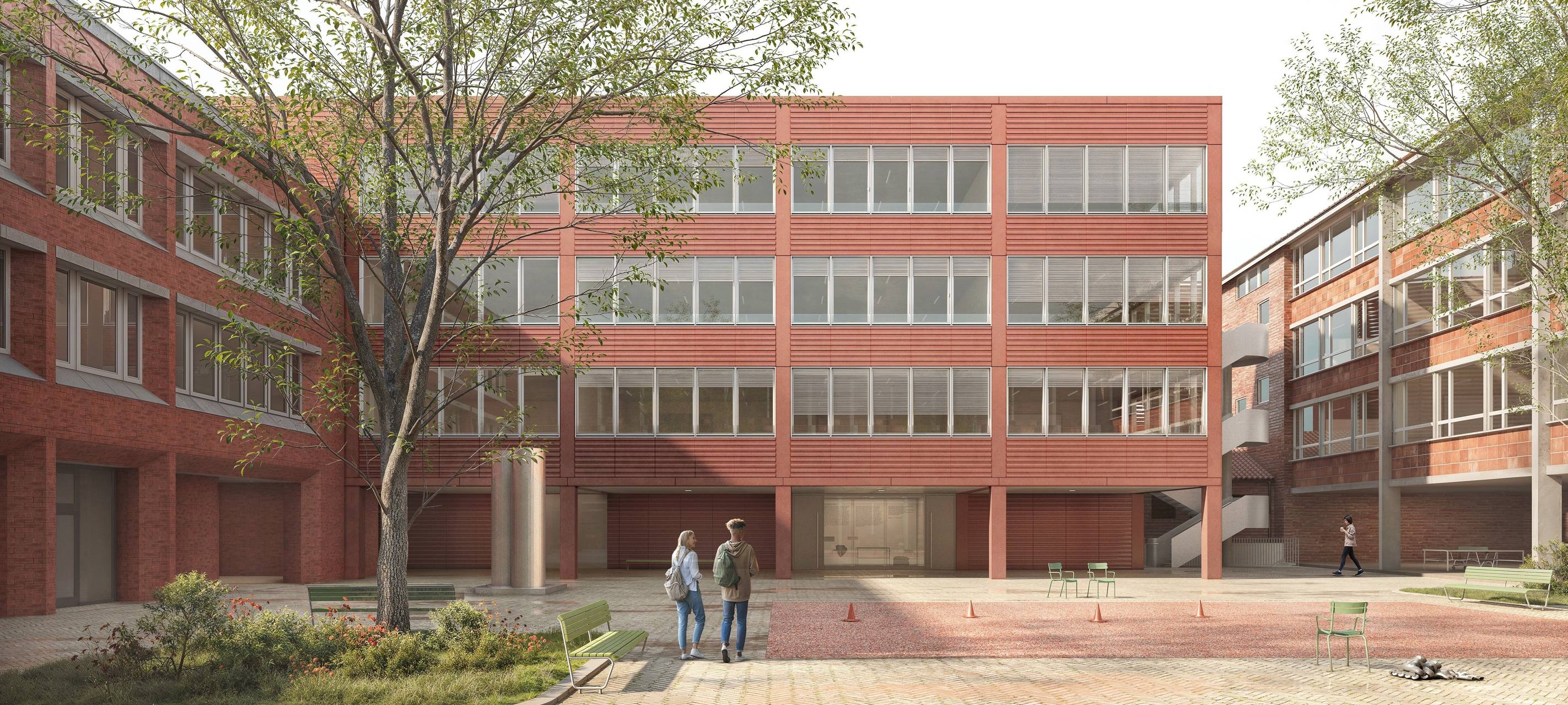 In dieser Woche startet der Bau des Erweiterungsgebäudes am Gymnasium Paulinum. An der östlichen Seite der Sporthalle entsteht ein viergeschossiger Anbau.